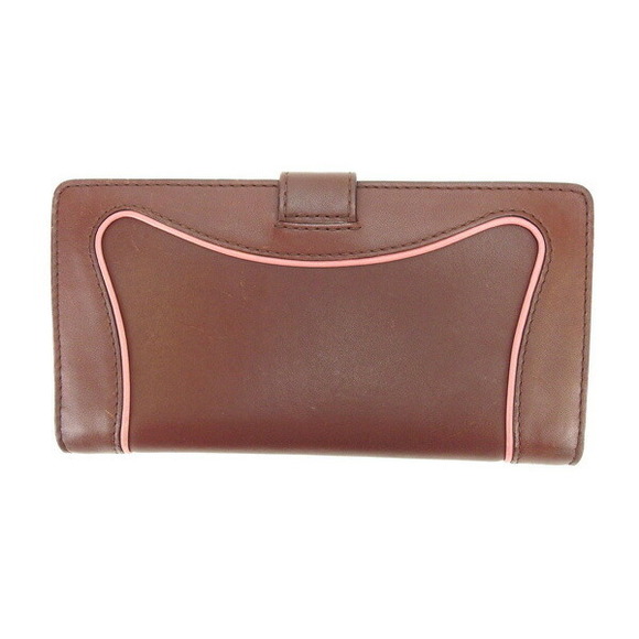 Celine bifold leaf long purple pink motif brown Wallet - Picture 1 of 6